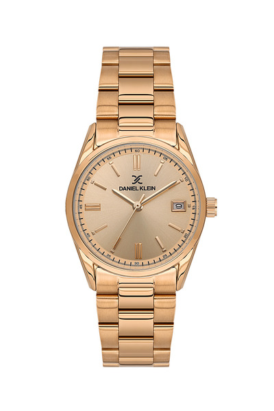 Daniel Klein ساعة نسائية فاخرة من الفولاذ المقاوم للصدأ بلون الذهب الوردي DK....