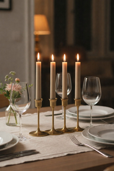 Gizemli Home 4 Lü Antik Sütun Şamdan Mum