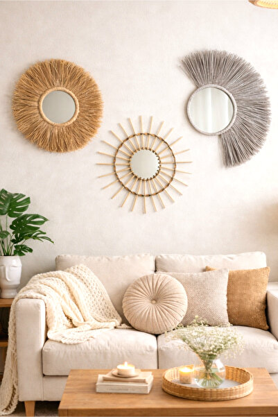 Bubihome Bohem Rafya & Bambu Ayna Seti