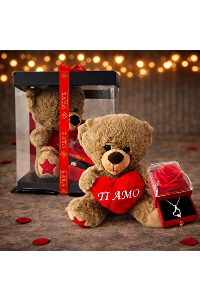 velve Pachet Special Valentine, Ursulet plus 18 cm, trandafir sapun si Lantic...