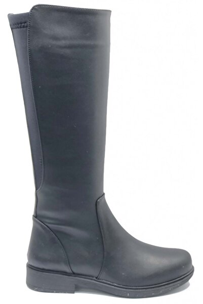 Kids Club Shoes Ayakdaş 070-1 Flat Sole Stretch Women's Boots Black