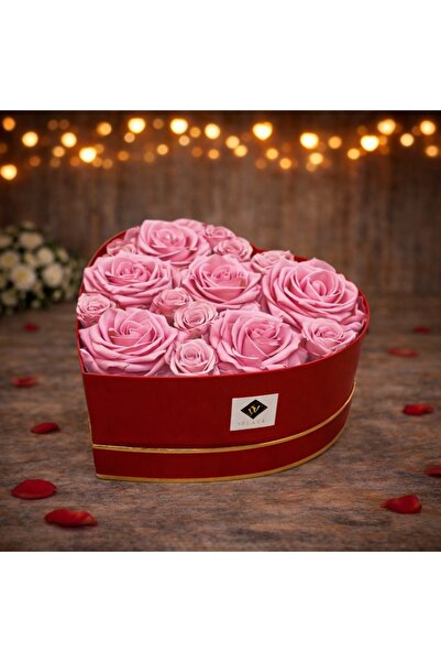 velve Aranjament floral Glame in forma de inima, cu 15 trandafiri criogenati,...