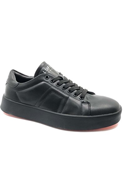 Lufian 112230227 Zeus Sneaker Ανδρικά Δερμάτινα Παπούτσια ΜΑΥΡΟ