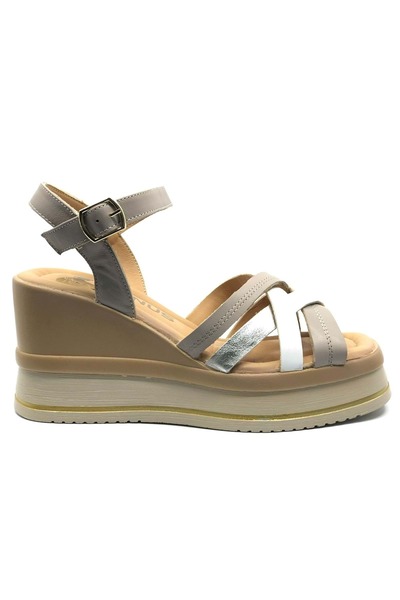 Venüs Helis Genuine Leather Comfort Orthopedic Women's Sandals Vi̇zon