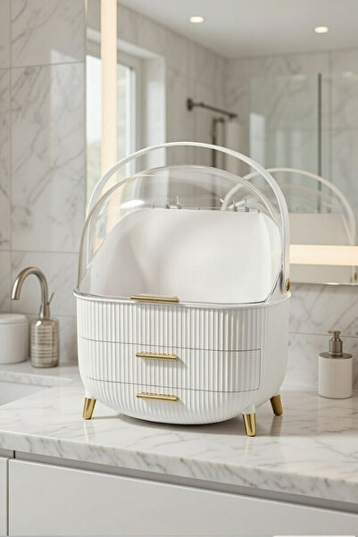 Genel Markalar Beyaz Makyaj Organizeri (26 x 14 x 34 cm) ve Oje&Ruj Organizer...