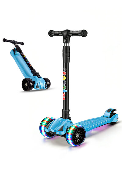 KidLe سكوتر ركل للأطفال، مع عجلة فلاش قابلة للطي، للأطفال من سن 1 إلى 3 إلى 6...