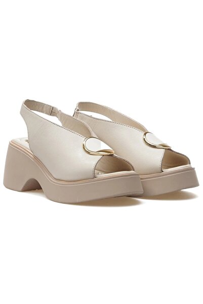 Venüs Genuine Leather Comfort Orthopedic Women's Sandals Beige