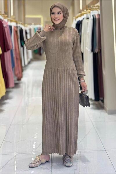 TRENDTESETTÜR KADIN VİZON TRİKO ELBİSE T 22381