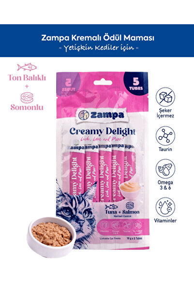 Zampa Creamy Delight Ton Balıklı & Somonlu Kedi Krema Ödül Maması - 16g x 5
