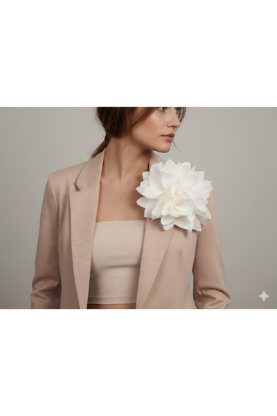 Ecru Handmade Large Flower Brooch
