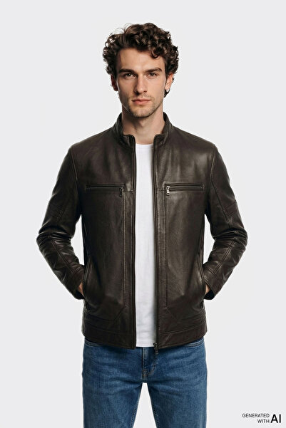 Elle Shoes Kahve Deri Erkek Ceket