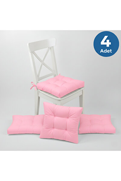 ALTINPAMUK Pachet de 4 perne pentru scaun pufoase, roz auriu, cu șireturi spe...