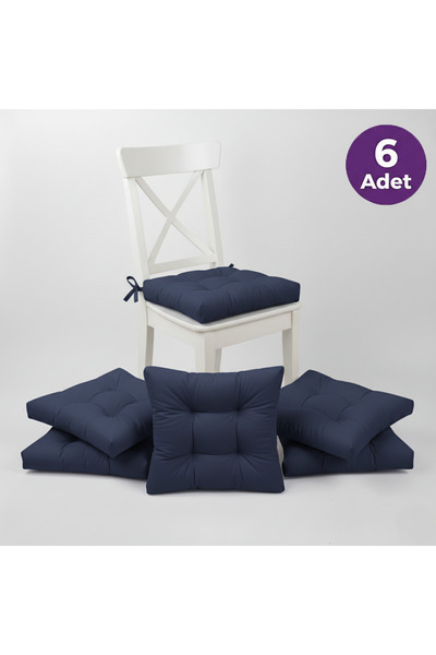 ALTINPAMUK 6'lı Gold Petrol Pofidik Sandalye Minderi Özel Dikişli 40x40cm