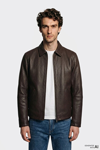 Elle Shoes Kahve Deri Erkek Ceket