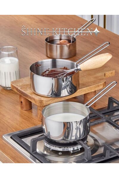 SHINE KITCHEN 3'lü Çelik Sosluk Seti Paslanmaz Kaçerola 12-14-16 Cm