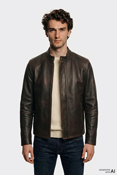 Elle Shoes Taba Deri Erkek Ceket