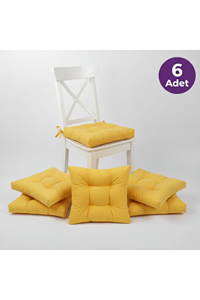 ALTINPAMUK Pachet de 6 perne pentru scaune pufoase, galbene aurii, cusute spe...
