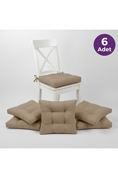 ALTINPAMUK Pachet de 6 perne pentru scaune pufoase, maro auriu, cusute specia...