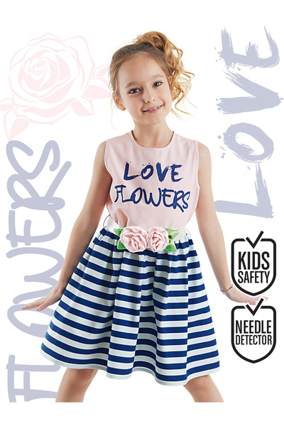 MSHB&G Rochie de seara pentru fete cu dungi florale Rochie de vara roz