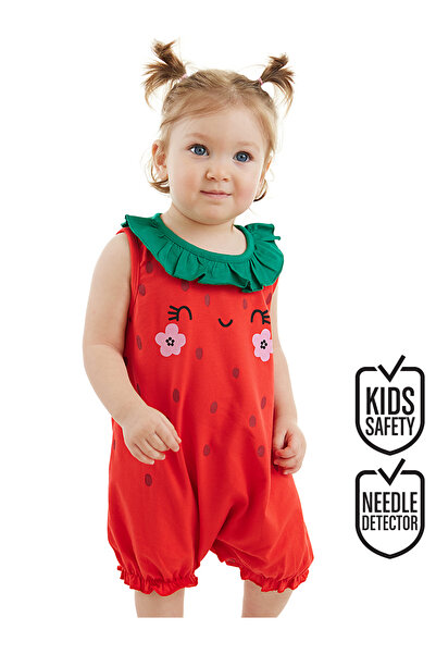Denokids Salopete de vară din bumbac pentru fetiță Sweet Strawberry