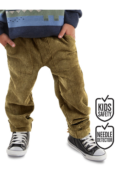 Denokids Pantaloni pentru băiat din velur kaki