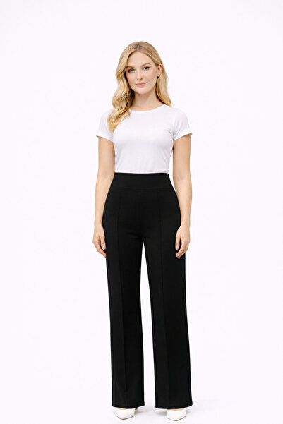 MİRA BUTİK Black High Waist Turf Spanish Leg Trousers