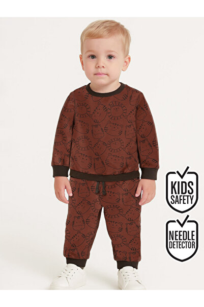 Denokids Σετ αθλητικές φόρμες Animals Baby Boy καφέ