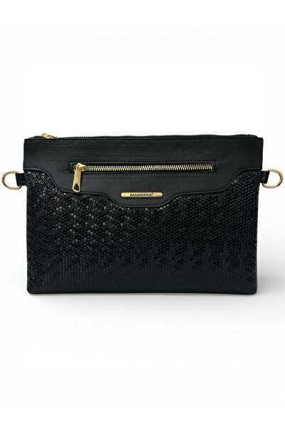 Sanmorris Geantă portofoliu cu model de picături negre din piele artificială ...