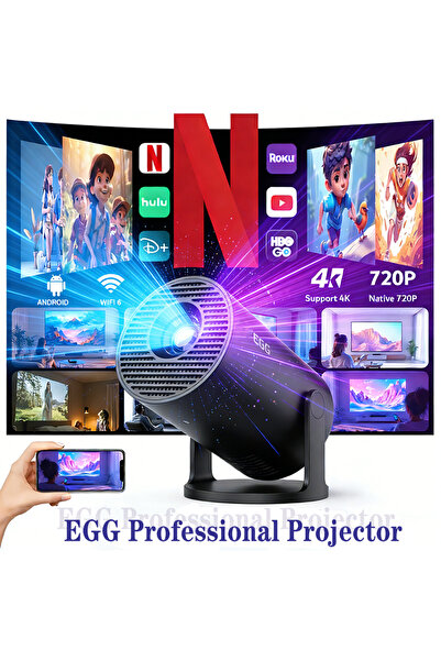 EGG جهاز عرض ذكي محمول احترافي بدقة 4K وواي فاي 6 وأندرويد 11 ونظام مسرح منزل...