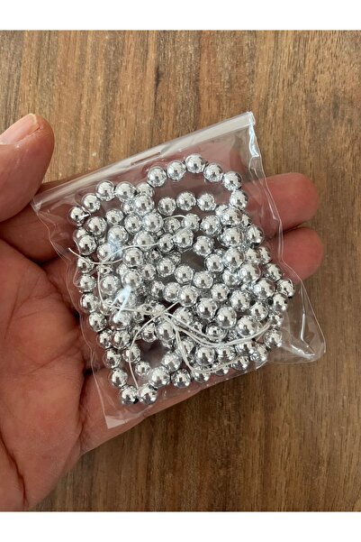 Nazarone Nr. 6 Perle metalice de culoare argintie. 1 șir de produse, aproxima...