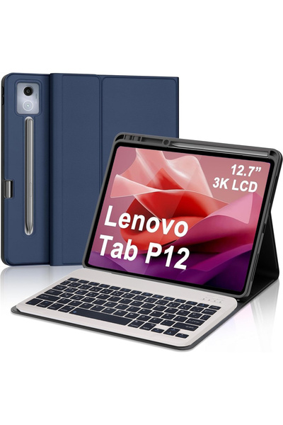 m.tk moveteck Lenovo Tab P12 12.7 inç Uyumlu Tablet Klavyeli Kılıf Bluetooth ...