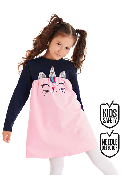 Denokids Rochie pentru fetiță, cu mânecă lungă, cu paiete și paiete