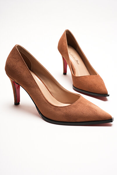 Ayakkabı Ateşi Pantofi de damă din piele intoarsa maro, cu design cu vârf asc...