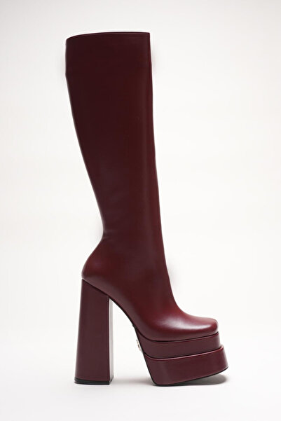 Ayakkabı Ateşi Cizme de damă cu platformă dublă cu toc gros Penny Burgundy Skin