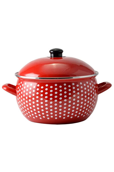 Perfect Home Oală emailată cu puncte roșii - cu capac 20 cm