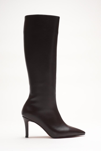 Ayakkabı Ateşi Дамски ботуши с остри върхове и ниски токове Zelda от кафява кожа