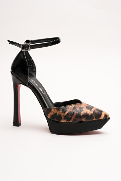 Ayakkabı Ateşi Pantofi cu toc cu platformă pentru femei Accies Leopard Black ...