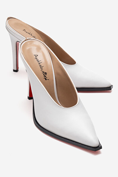 Ayakkabı Ateşi Papuci cu toc subțire cu design special pentru femei, piele al...