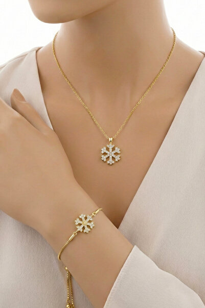 Duke Nickle Dmbk1003 Model Snowflake Bracelet Necklace Set