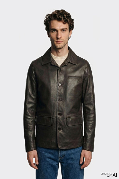 Elle Shoes Kahve Deri Erkek Ceket