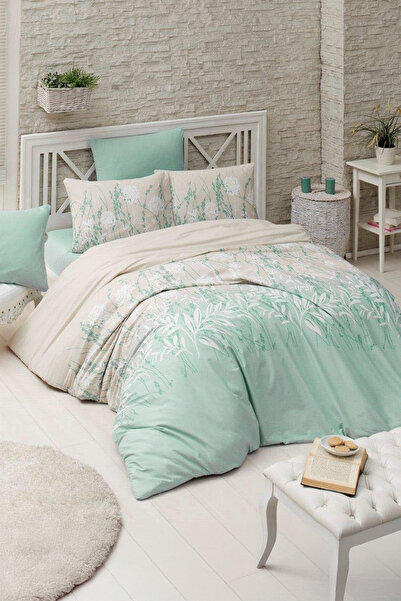 DemoHome Set lenjerie pat dublu bumbac ranforce PLANTA VIETII MENTA verde - c...