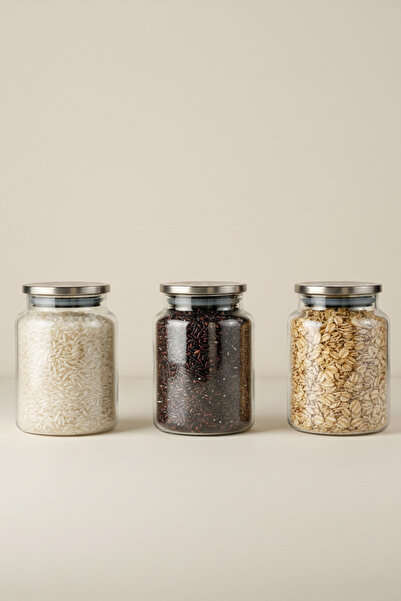 Perotti Bormio Set of 3 Glass Jars with Metal Lids 900 ml