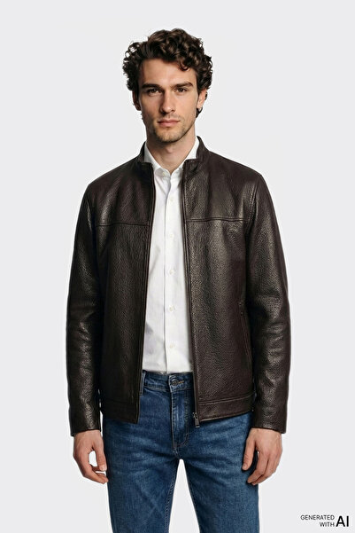 Elle Shoes Kahve Deri Erkek Ceket