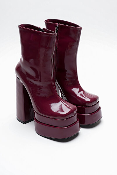 Ayakkabı Ateşi Γυναικεία παπούτσια Vega από λουστρίνι μπορντό με διπλή πλατφό...