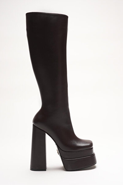Ayakkabı Ateşi Cizme de damă cu platformă dublă cu toc gros Penny Brown Skin
