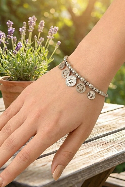 Duke Nickle Silver Colored 5-Piece Tree of Life Figured Bracelet - Beaded and...