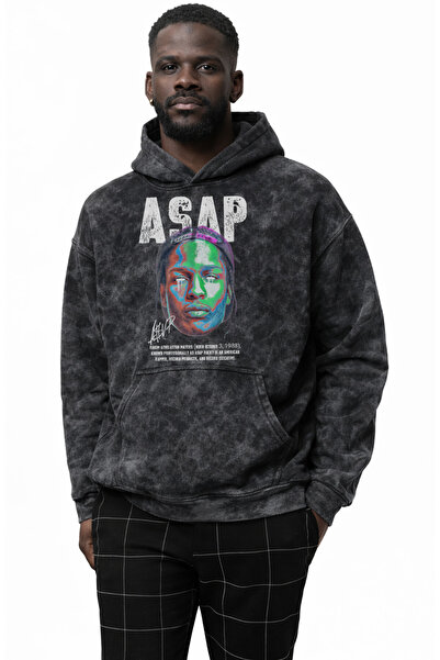 Fuddy Moda Φούτερ με κουκούλα με στάμπα ASAP Rocky - Unisex Retro Hoodie