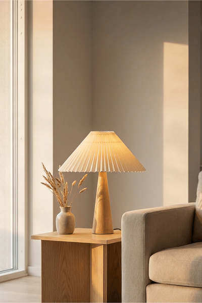 HOMİNG Homing Palma Ahşap Pileli Abajur 242013