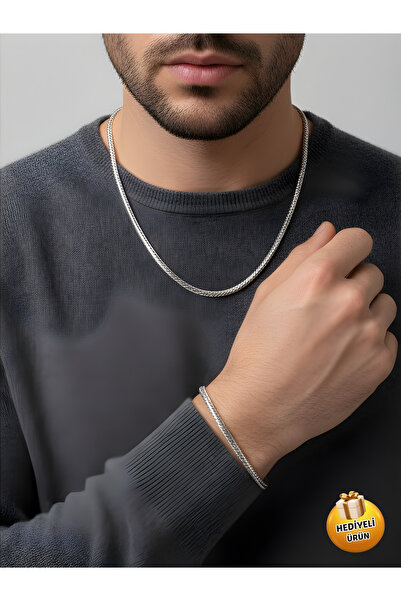 Piercing Market Steel & Silver Erkek Unisex Tilki Kuyruğu Model Zincir Kolye ...