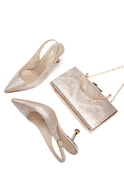 Melvoria Γυναικεία βραδινά παπούτσια με μυτερή μύτη και τακούνι, και τσάντα χ...